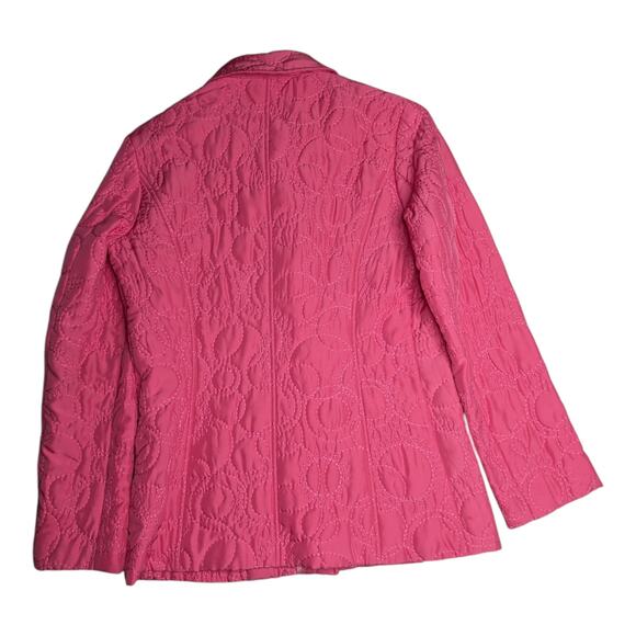 Vtg Y2K Sigrid Olsen Bubblegum Pink 100% Silk Quilted Snap Front Barn Jacket S - Picture 2 of 7